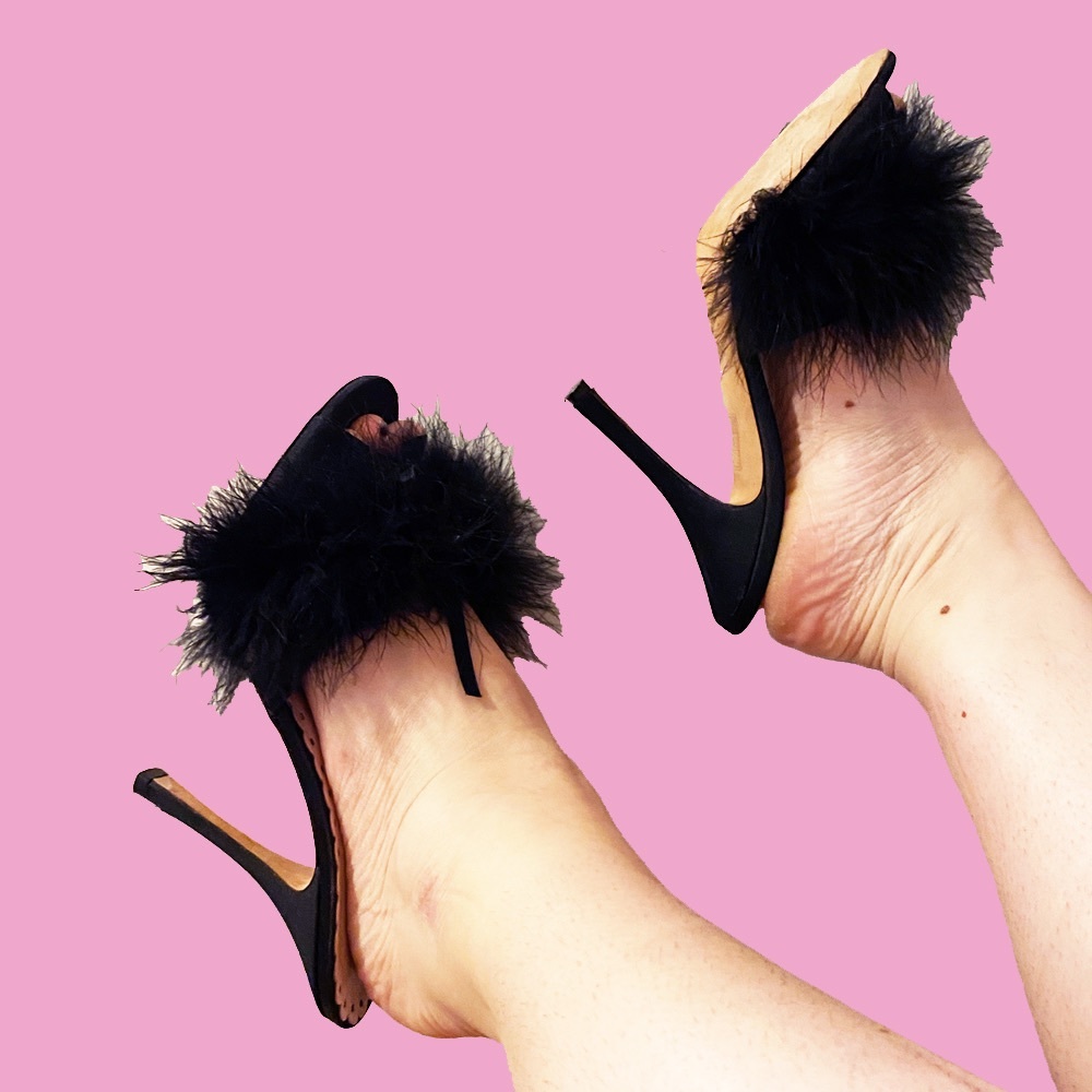 Agent Provocateur Shoes black feather high heel bedroom slippers 40